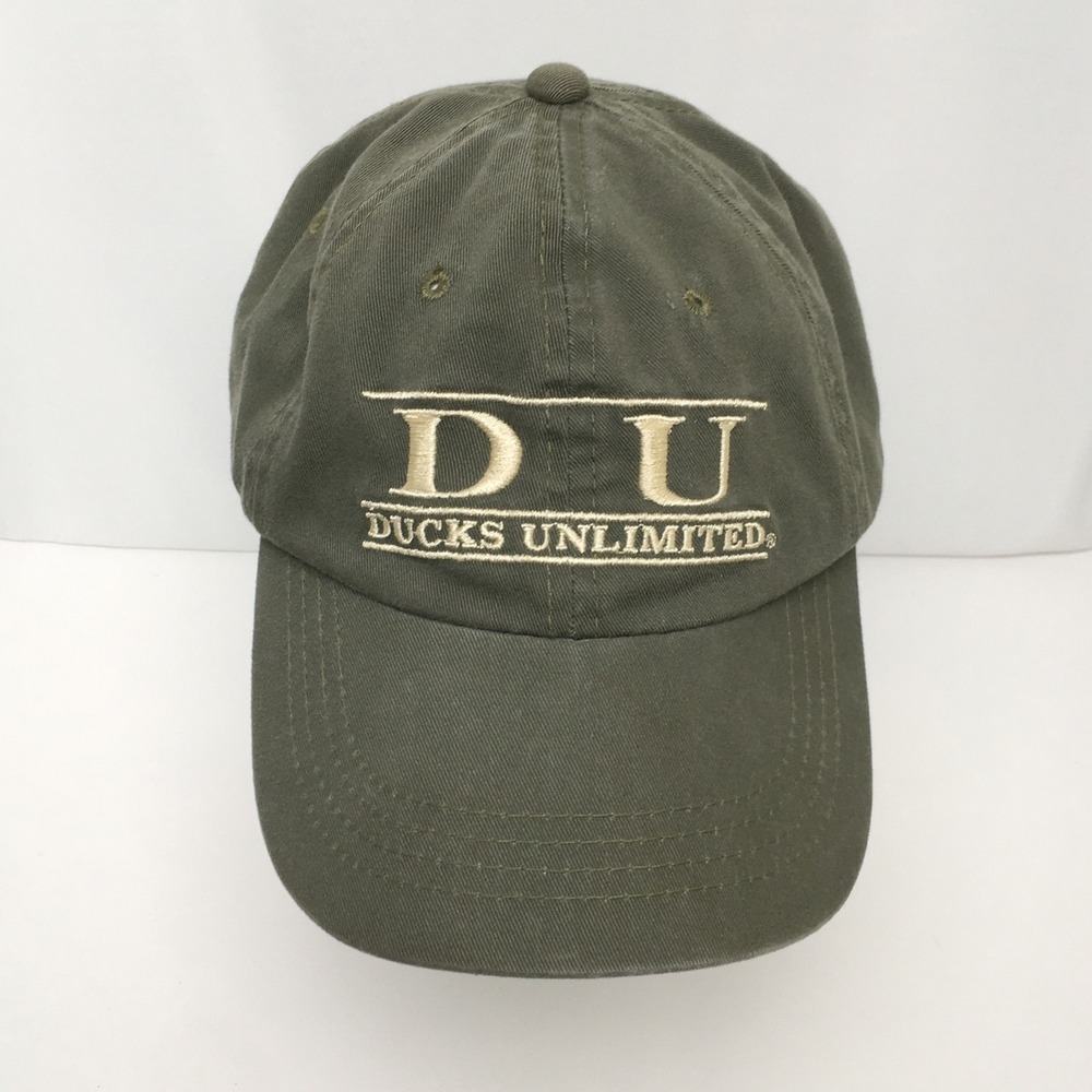 Ducks Unlimited Hat Mens OSFM Olive Green Embroidered Cotton Adjustable Ball Cap